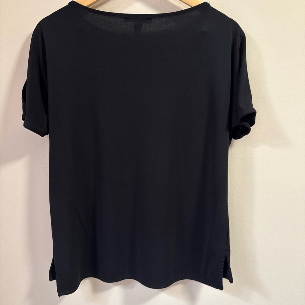Lauren Ralph Lauren Black Short-Sleeve Cold-Shoulder Blouse Top Size Small Boat - Picture 4 of 8